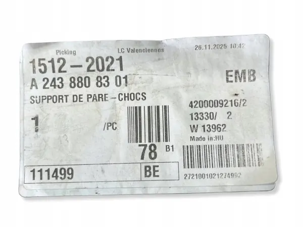 Mercedes EQB W243 takapuskurin liukulaakeri OEM A2438808301 image 3