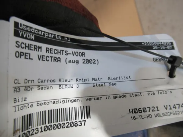 Voorrechter spatbord OEM Błotnik przód prawy Opel Vectra C 01- image 5