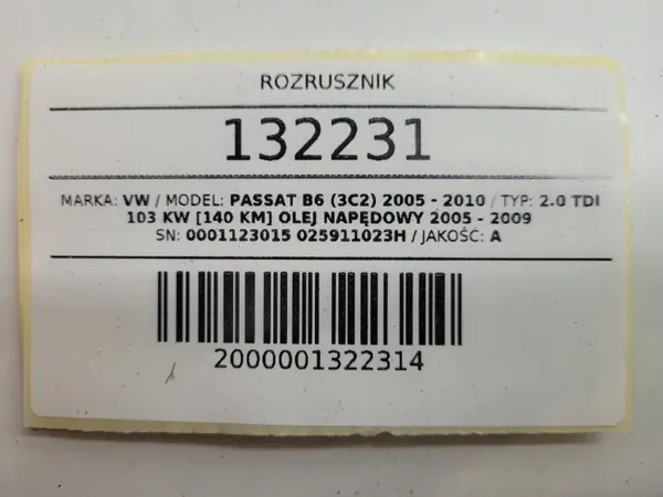 Starter OEM 0001123015 voor VW Passat B6 2.0 TDI image 7