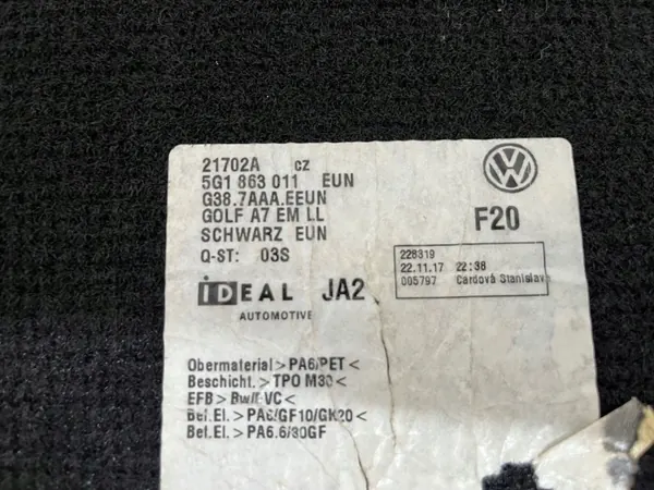 Tapis OEM 5G1 863 011 pour VW Golf 7 image 8