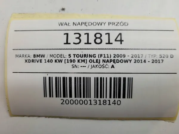 Voorste aandrijfas OEM AUST131814 voor BMW 5 F10 F11 image 6