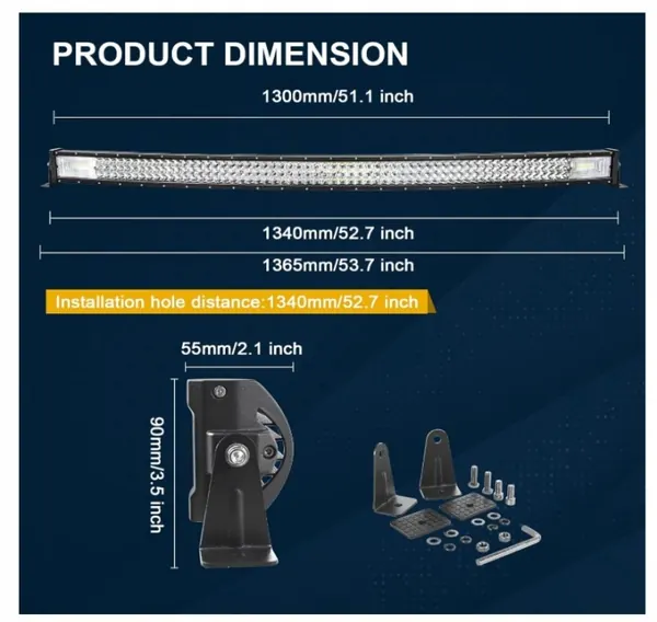 RIGIDON 52" Gebogen LED-balk OEM JY-07 - 675W Slank image 5