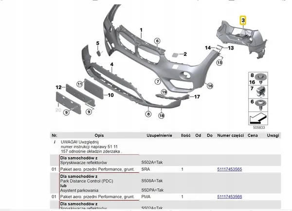 Scivolo di montaggio paraurti BMW X1 F48 Sinistro 51117354819 image 6