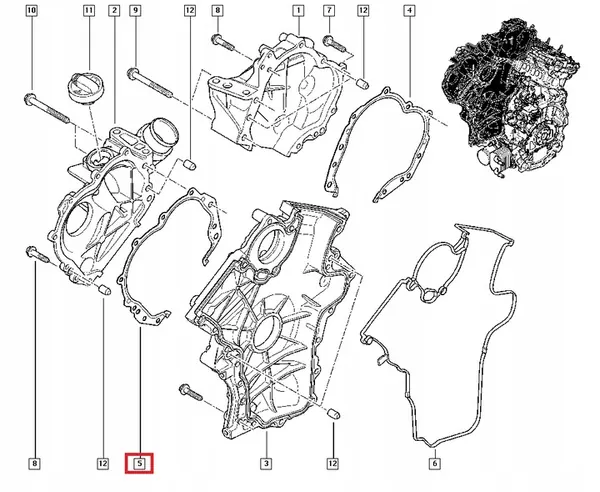 Junta de tampa de motor Infiniti V9X 3.0 FX30d M30d EX30d image 5