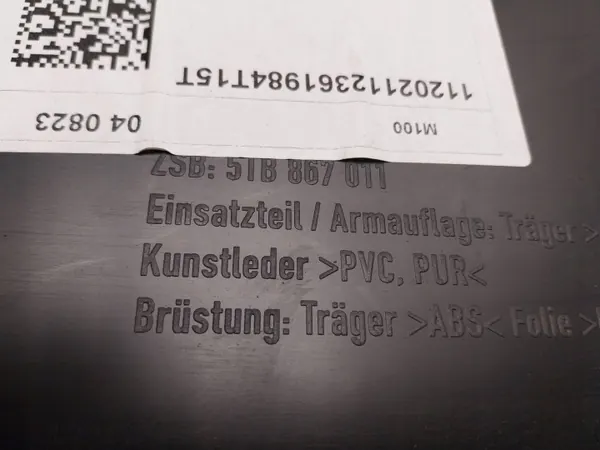OEM S26380698 Dörrklädsel Vänster Fram VW Touran II image 4