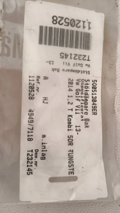 Taka-iskunvaimennin OEM 5Q0513049ER VW Golf VII:lle image 3
