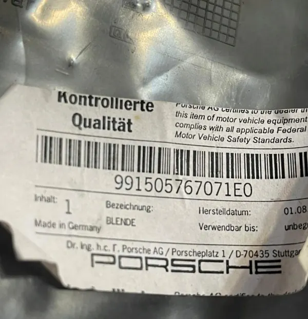 Porsche 911 Sidolufintagslock OEM 991505767071E0 image 3