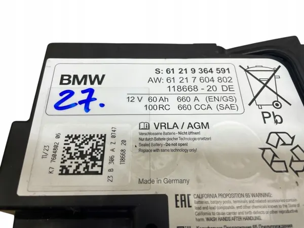 Batterie AGM OEM 9364591 12V 60Ah pour BMW image 4