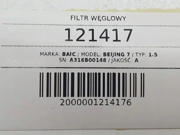 Filtro de carvão OEM A316B00148 para BAIC Beijing 7 X75 image 6