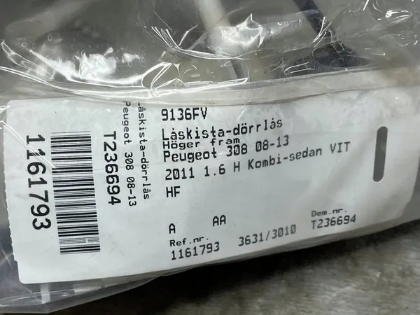 PEUGEOT 308 Oven Lukko 9136FV image 3