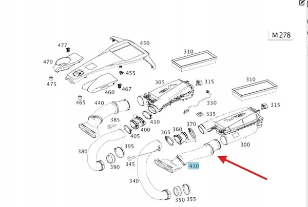 Linker luchtinlaat slang M278 Mercedes S W217 W222 OE A2780904982 image 3