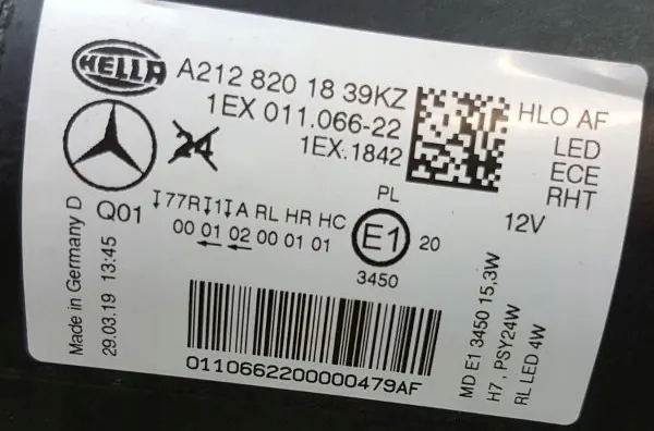 MERCEDES E KLASA W212 RECHTS FULL LED KOPLAMP A2128201839KZ image 4