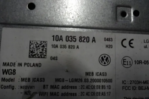 Leitor de navegação VW ID.3 OEM 10A035820A image 3