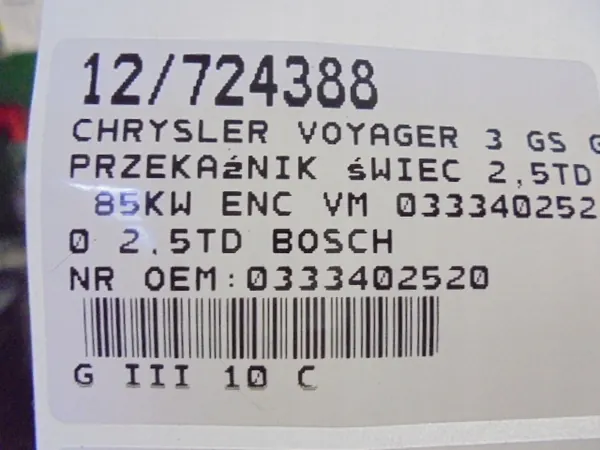 Glühkerzenrelais OEM 0333402520 für Chrysler Voyager image 8