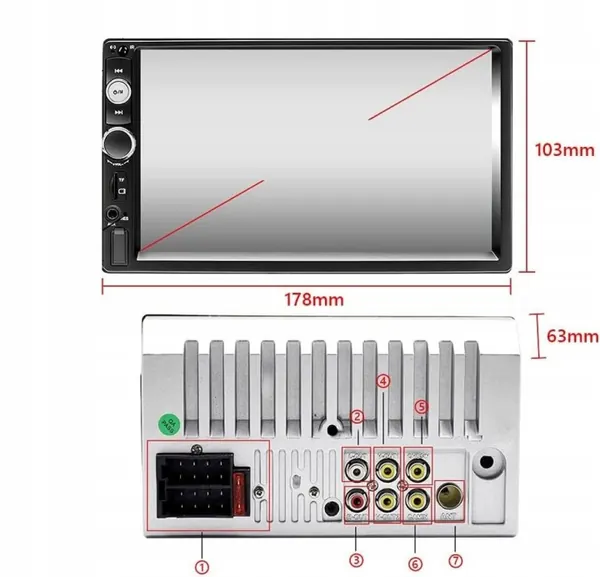 Rádio Carro Podofo B0998SWK6S 2-DIN com Ecrã Tátil 7" image 6