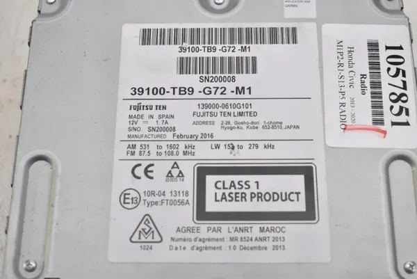 Radio Navi OEM 39100-TB9-G72-M1 voor Honda Civic 9 image 8