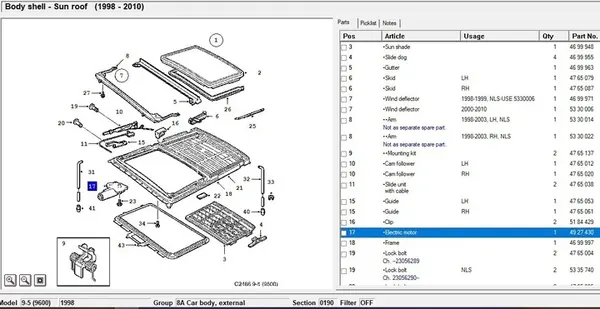 Módulo de Teto Solar Saab 9-5 (YS3E) 2002 4927430 image 4