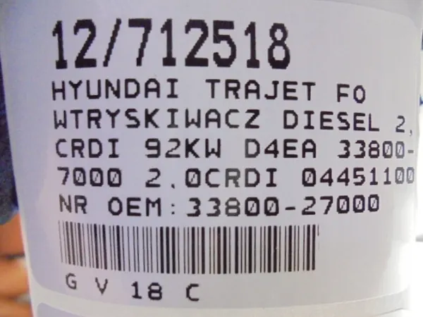 Hyundai Trajet 2.0 CRDi Injektor OE 3380027000 image 8