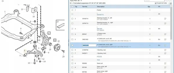 Volvo V70 2004 Braccio di Controllo Destro image 6
