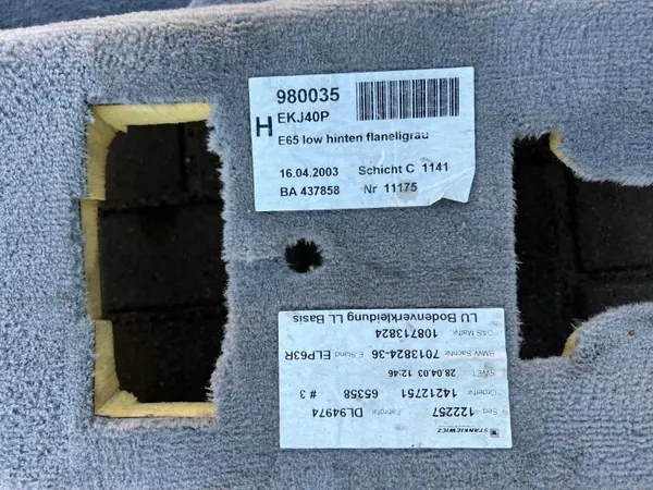 Tapete traseiro curto BMW E65 OEM Flanellgrau Cinza image 5