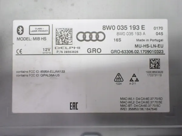 OEM 8W0035193E Navigaattoradio Audi A4 B9:lle image 10