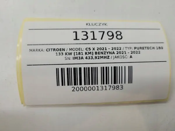 Télécommande OEM IM3A 433,92MHZ pour Citroen C5X 2021 image 6