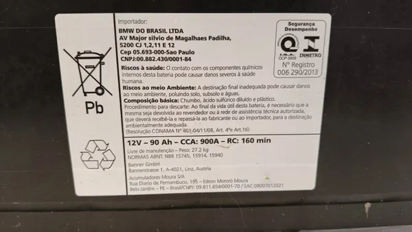 Bateria BMW usado OEM 61217575327 90 Ah image 3