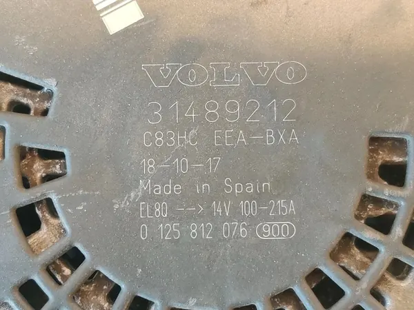 VOLVO XC40 S60 III XC60 V60 II V40 II Vaihtovirtageneraattori 31489212 image 5