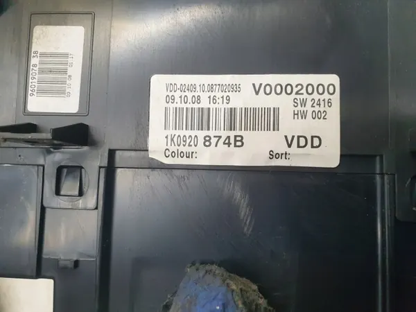 Instrumentpanel VW Golf Plus 1.9 TDI OEM 1K0920874B image 5