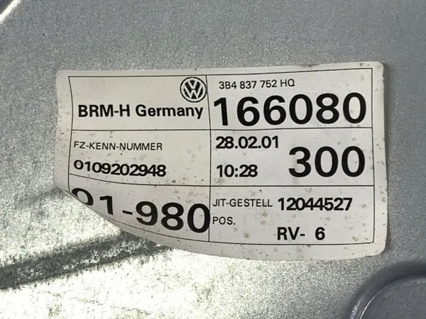 OEM 3B4837752HQ Höger Framruta Regulator VW Passat image 4