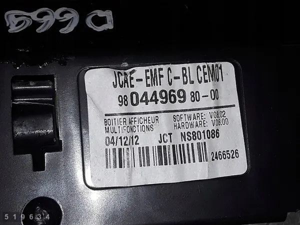 Écran d'affichage Citroen C4 OEM 9804496980 image 3