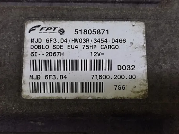 FIAT DOBLO I 1.3 D Contrôleur Moteur 51805371 image 4
