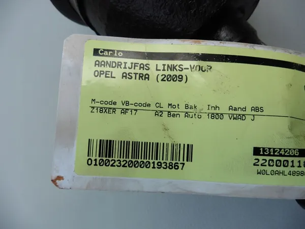 Vänster drivaxel 13124206 Astra III H 1.8 16v SL Auto image 4