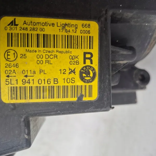 SKODA YETI 5L 5L1 09- FAROL XENON DIREITO FRONTAL 5L1941016B image 3