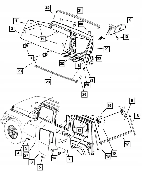 Clipe de janela da porta dianteira Jeep Wrangler JK 55397118AA image 3