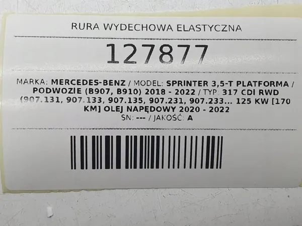 Tuyau d'échappement flexible OEM AUST127877 Sprinter image 5