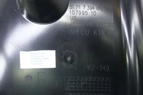OEM 7394816 BMW X3 G01 LCI Etu Oikea Lokasuoja image 4