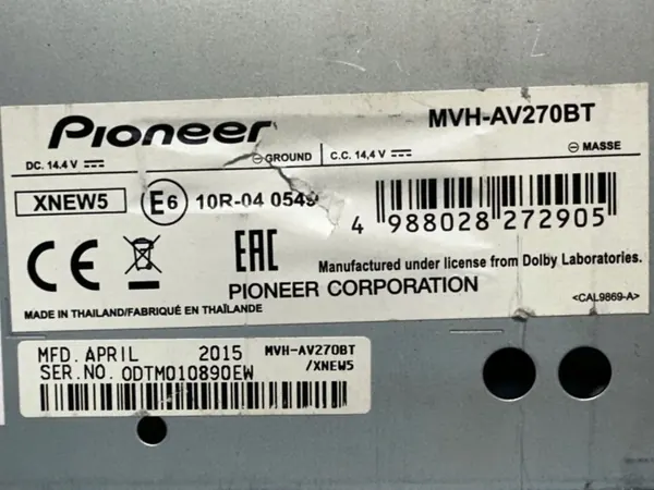 Pioneer MVH-AV270BT Autoradio - OEM MVHAV270BT image 3