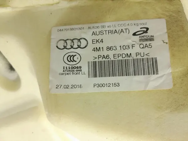 Audi Q7 II Teppichmatte OEM 4M1863103F Links Vorne image 5
