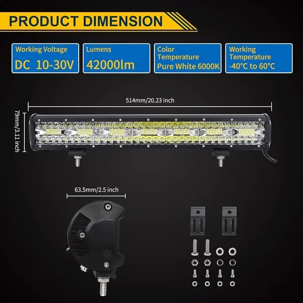Barra de luz LED RIGIDON 8D, 51 cm, 420 W, OEM RD-02-8D-420-C+2x60C+LK003QB image 7