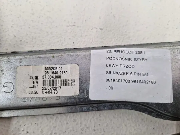 PEUGEOT 208 I 1 Elevador de Vidro Esquerdo Dianteiro 6 Pin OEM image 7