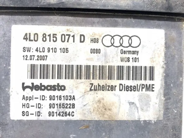 Webasto lämmitys OEM 4L0815071D Audi Q7 4L 3.0:lle image 5