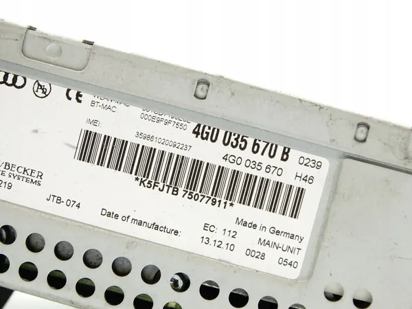 OEM 4G0035670B Changer CD 6 disques pour Audi A6 C7/A7 image 5