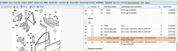 Elevador de vidro dianteiro esquerdo SAAB 9-3 (YS3F) 12788799 image 8