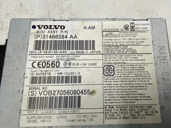 Volvo XC60 S60 V60 Radio Navigation OEM 31466584 image 5