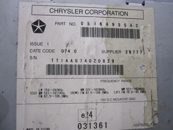 Jeep Patriot Radio OEM 05064955AC CD/DVD/MP3 image 8