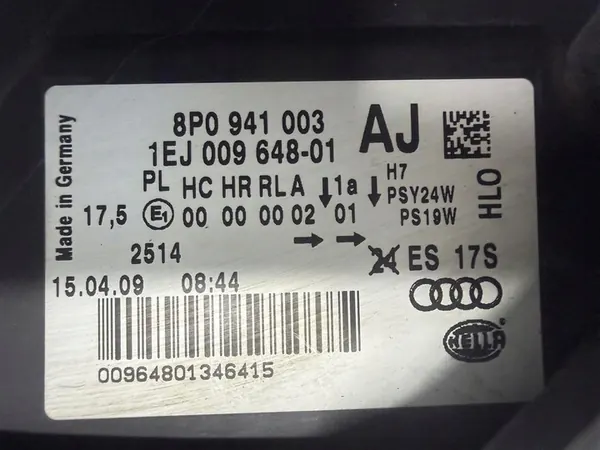 AUDI A3 8P0 LIFT 08-13 Faro Izquierdo Estándar image 6