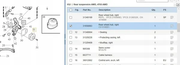 Volvo XC90 2010 Mozzo e cuscinetto ruota posteriore destro image 5