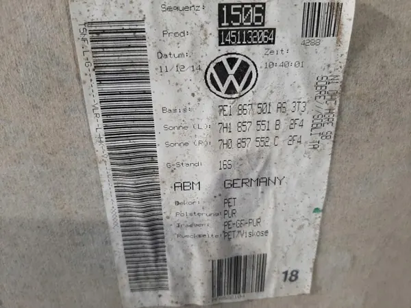 VW Transporter T5 Taktäcke OEM 7E1867501AS image 7