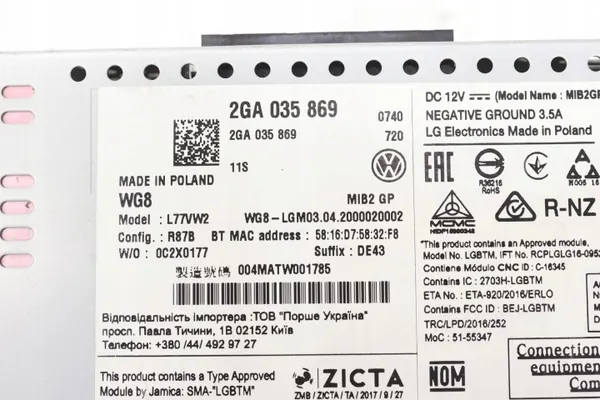 Rádio Navegação VW Polo 2G0 OEM 2GA035869 image 3